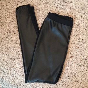 Front Side Faux Leather Leggings